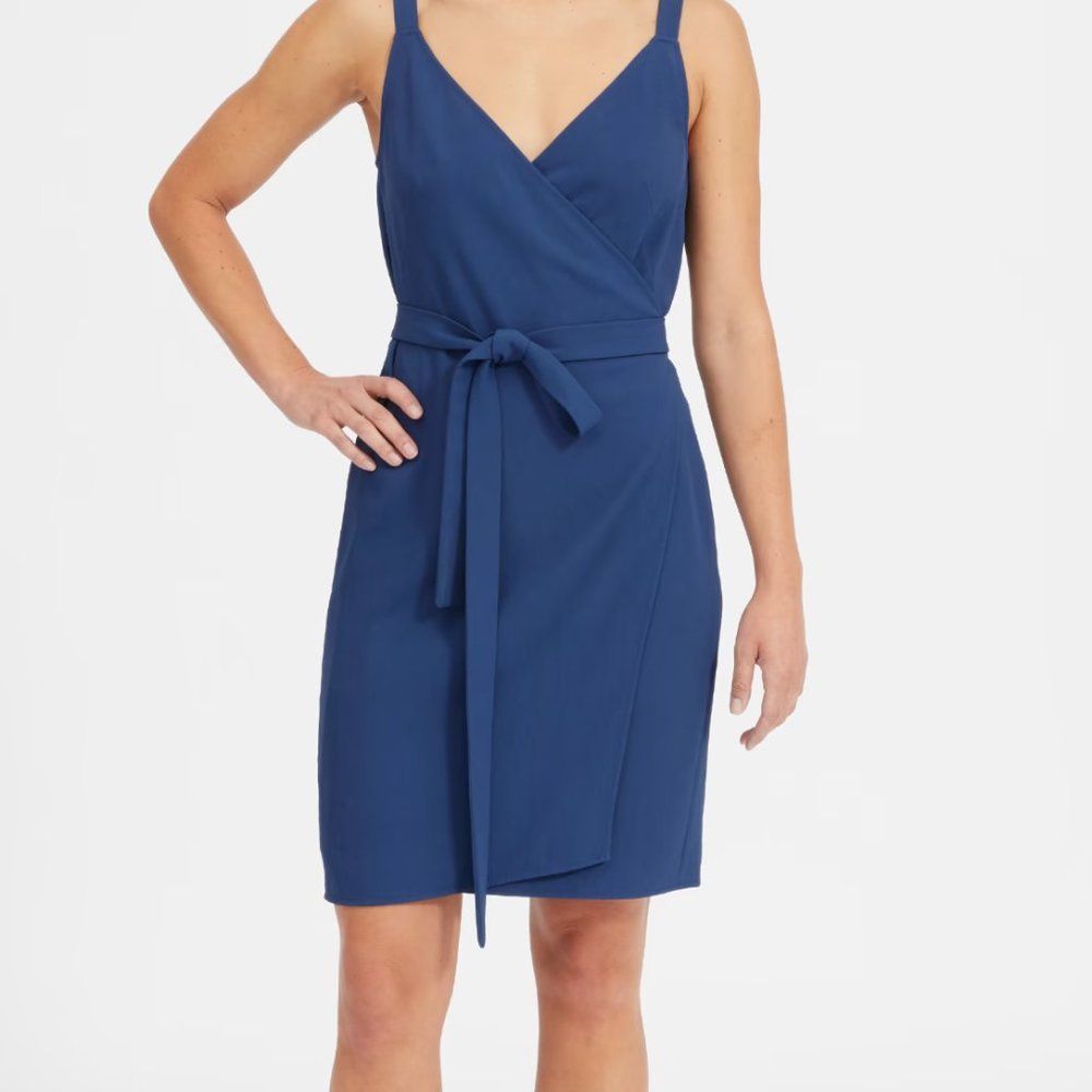 Everlane The Japanese GoWeave Tank Mini Wrap Dress - Blue - Size 4